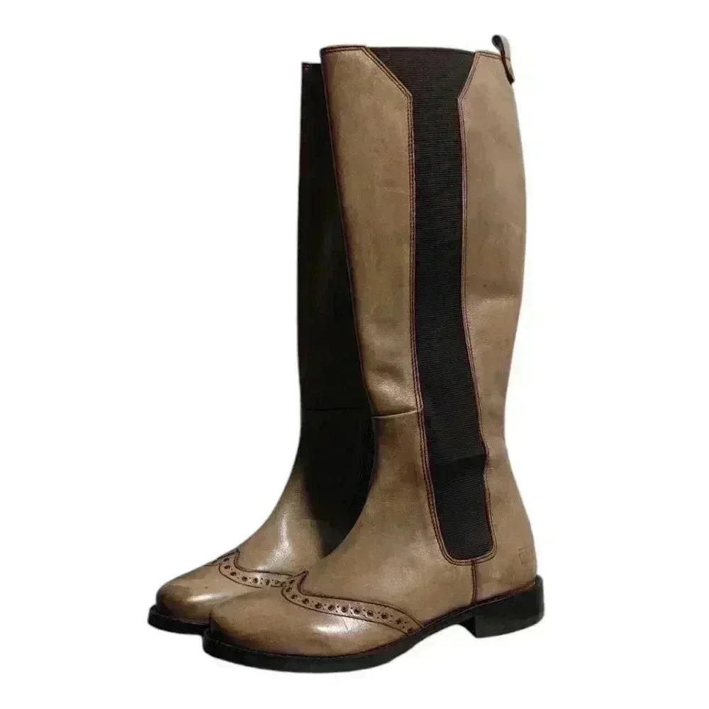 NICO NERINI Vero Cuoio Brown Leather Zip Up Riding Boots Size 38 US 8